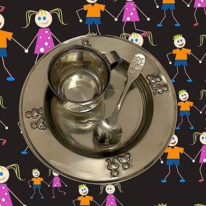 Vintage stainless steel toddler feeding set